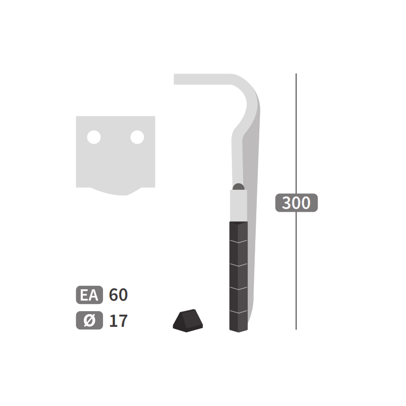 Dent de herse rotative gauche Maschio Gaspardo M36100160 carbure