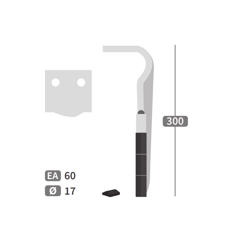 Dent de herse rotative gauche Maschio Gaspardo M36100160 carbure