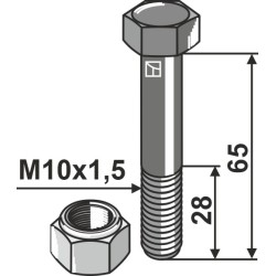 Boulon avec écrou frein - M10 - 10.9 - Agria - Schraube: 256932042 - Mutter: 261105010