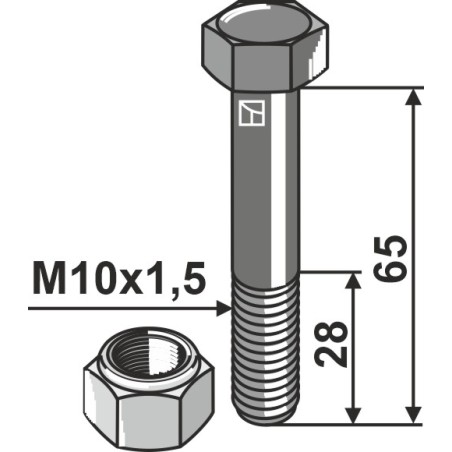 Boulon avec écrou frein - M10 - 10.9 - Marsk-Stig - 90060023
