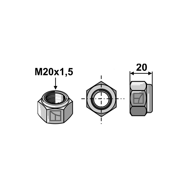 Écrou hexagonal à freinage interne - M20x1,5 - 10.9 - Maschio / Gaspardo - F01230258