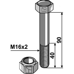 Boulon avec écrou frein - M16 x 2 - 10.9 - Maschio / Gaspardo - F01010121