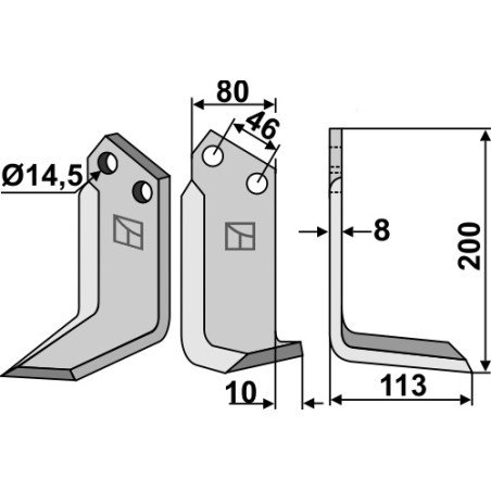 Lame de fraise rotative droite - Sovema - 900111018