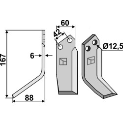 Lame de fraise rotative gauche - Pasquali - NF 557 - 500094