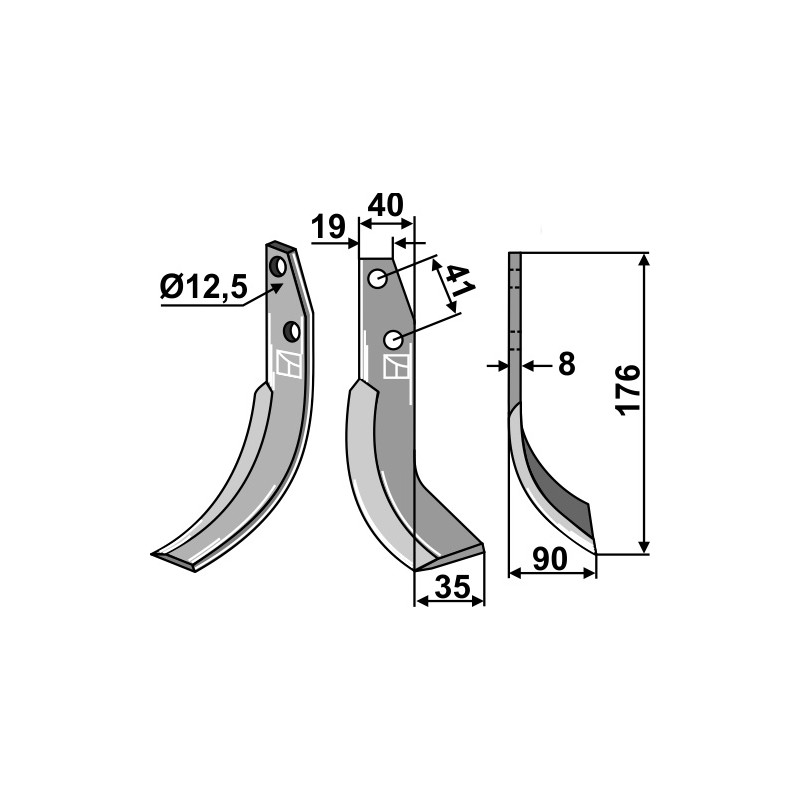 Lame de fraise rotative droite - Ommas - FS M/5