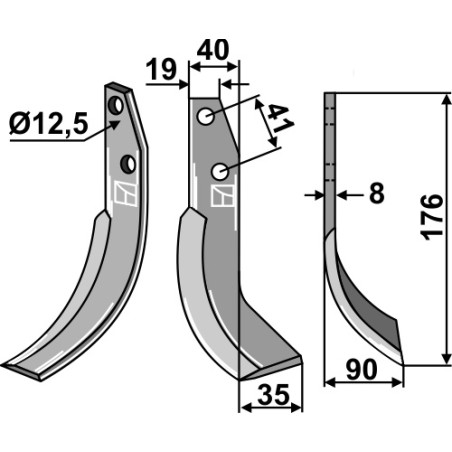 Lame de fraise rotative droite - Ommas - FS M/5