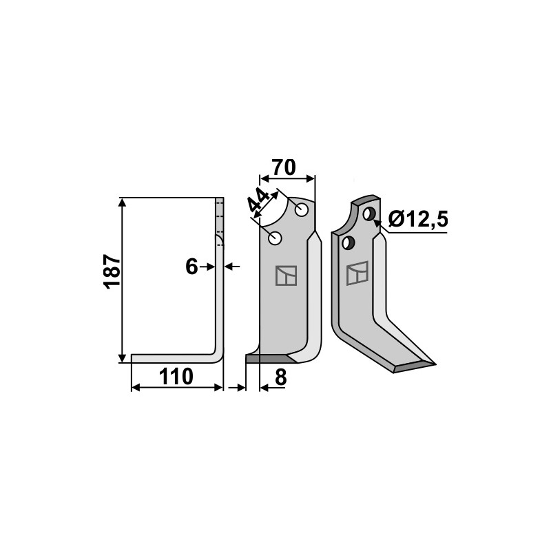 Lame de fraise rotative gauche - Maschio / Gaspardo - 19100422