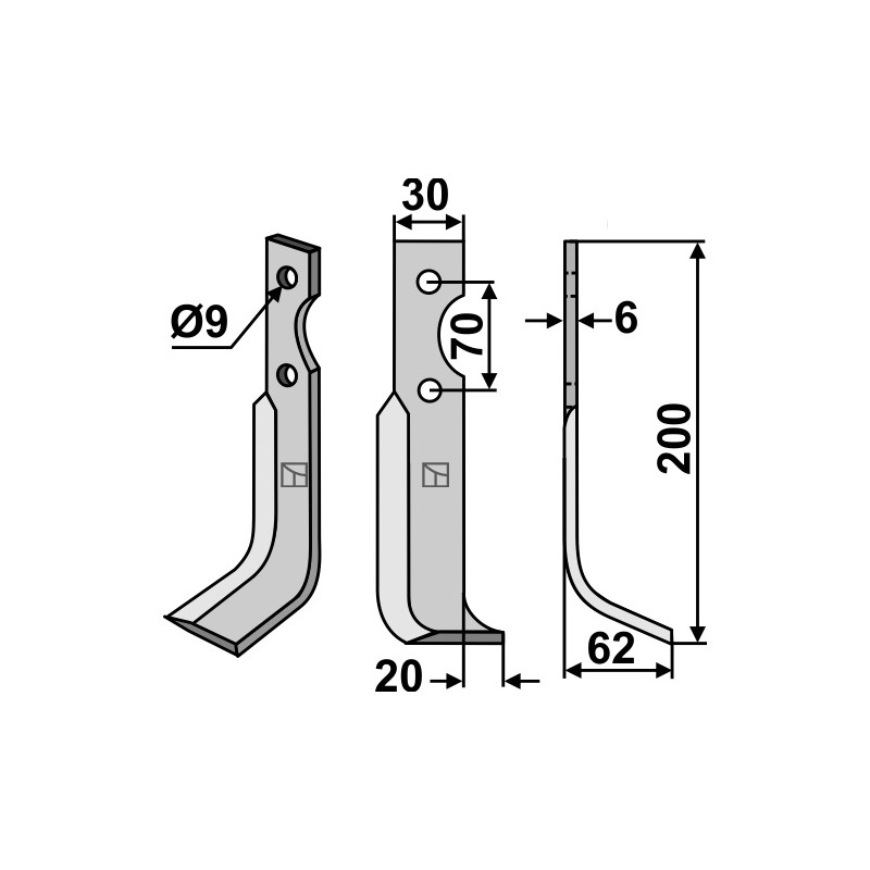 Lame de fraise rotative droite - Honda - F400/80