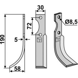 Lame de fraise rotative gauche - AG000586