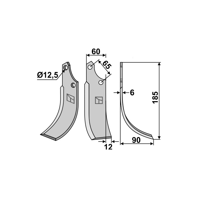 Lame de fraise rotative droite - AG000573