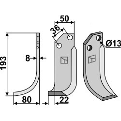 Lame de fraise rotative gauche - AG000513