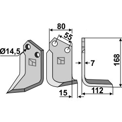 Lame de fraise rotative droite - AG000487