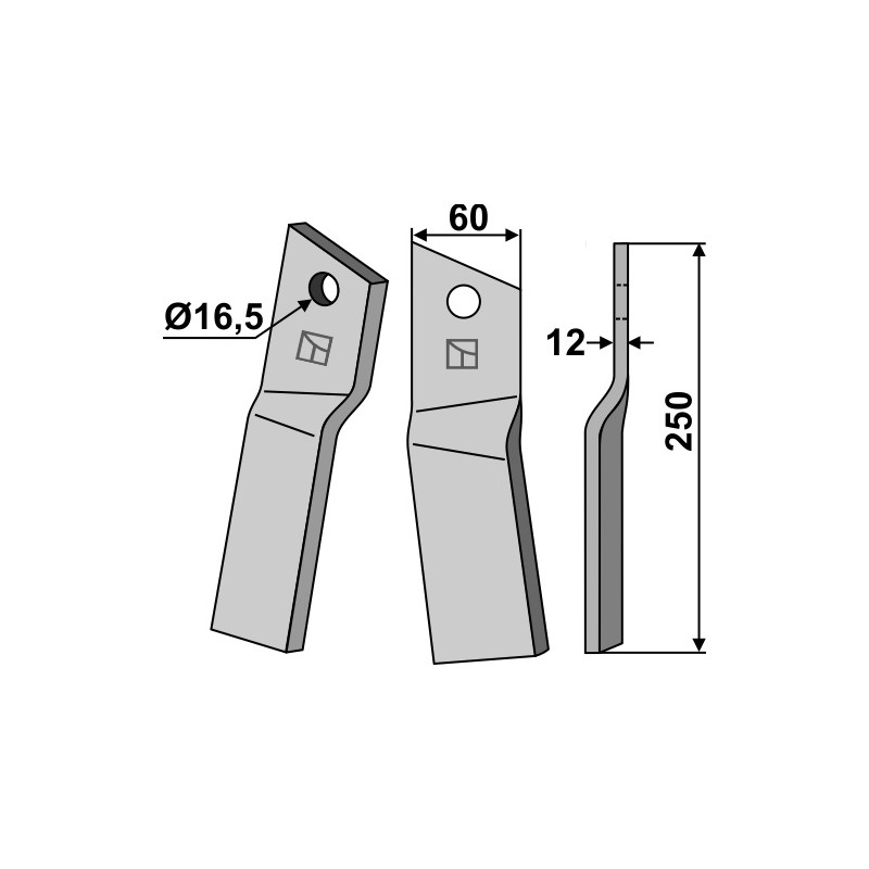 Dent rotative, modèle droit - Howard - 653829