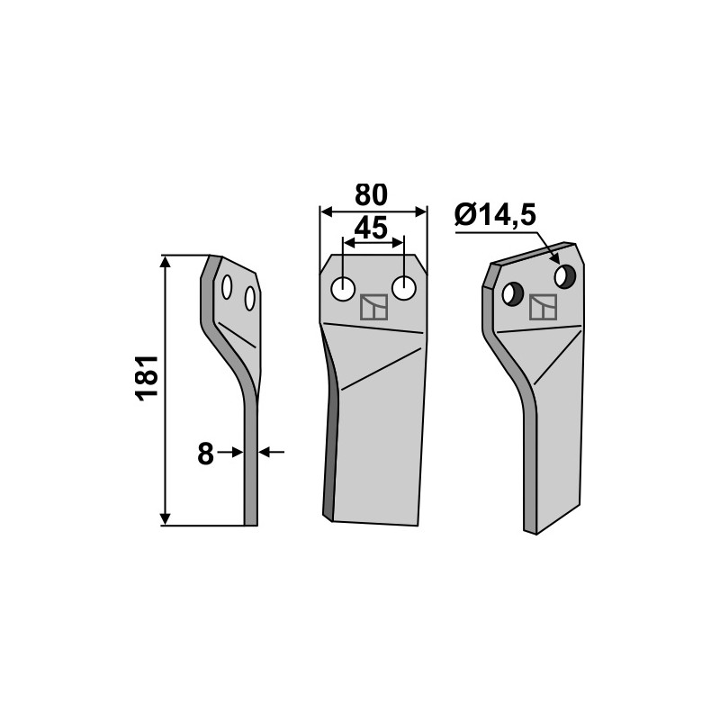 Dent rotative, modèle gauche - Maschio / Gaspardo - 26100418