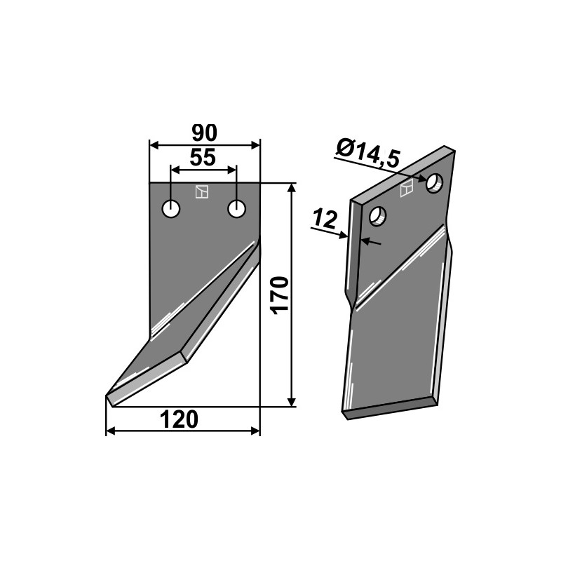 Dent rotative, modèle gauche - Ortiflor - 344002