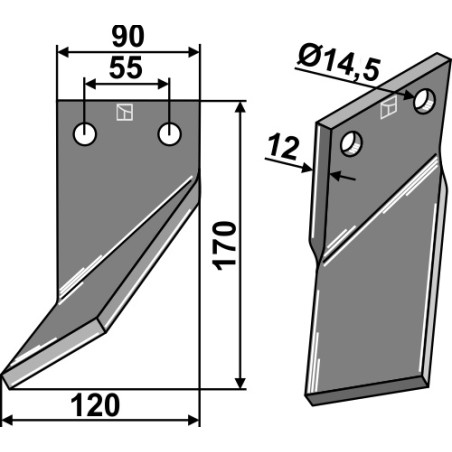 Dent rotative, modèle gauche - Ortiflor - 344002