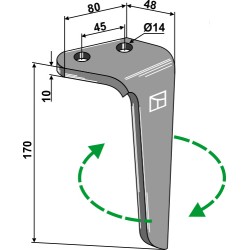 Dent pour herses rotatives, modèle droit - AG000102