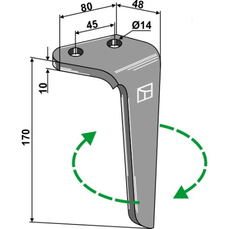 Dent pour herses rotatives, modèle droit - AG000102
