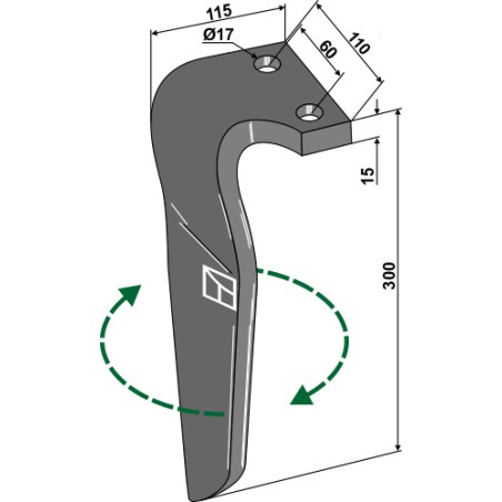 Dent pour herses rotatives, modèle droit - Rau - RG00058896