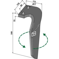 Dent pour herses rotatives, modèle gauche - Rau - RG00058897