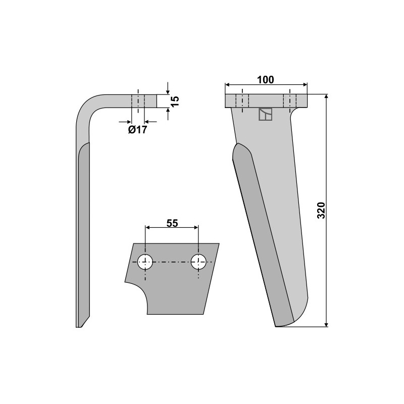 Dent pour herses rotatives, modèle gauche - AG000120