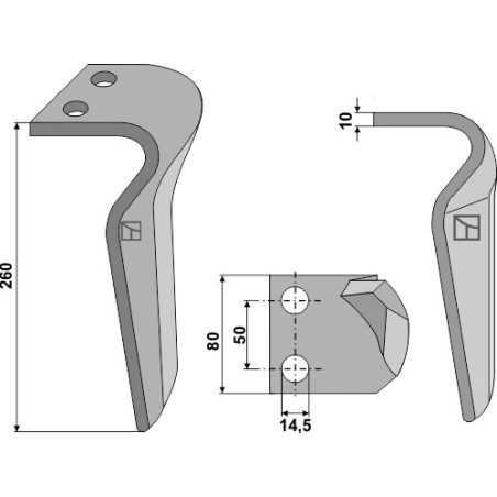 Dent pour herses rotatives, modèle gauche - AG000124