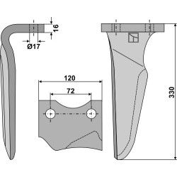 Dent pour herses rotatives, modèle droit - Niemeyer - 034826