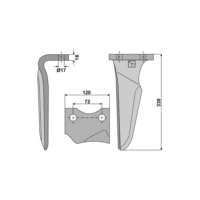 Dent pour herses rotatives, modèle droit - Niemeyer - 034826