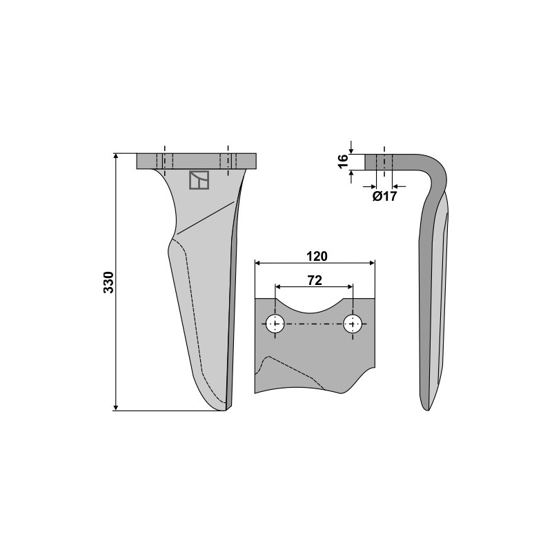 Dent pour herses rotatives, modèle gauche - Niemeyer - 034825
