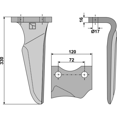 Dent pour herses rotatives, modèle gauche - Niemeyer - 034825