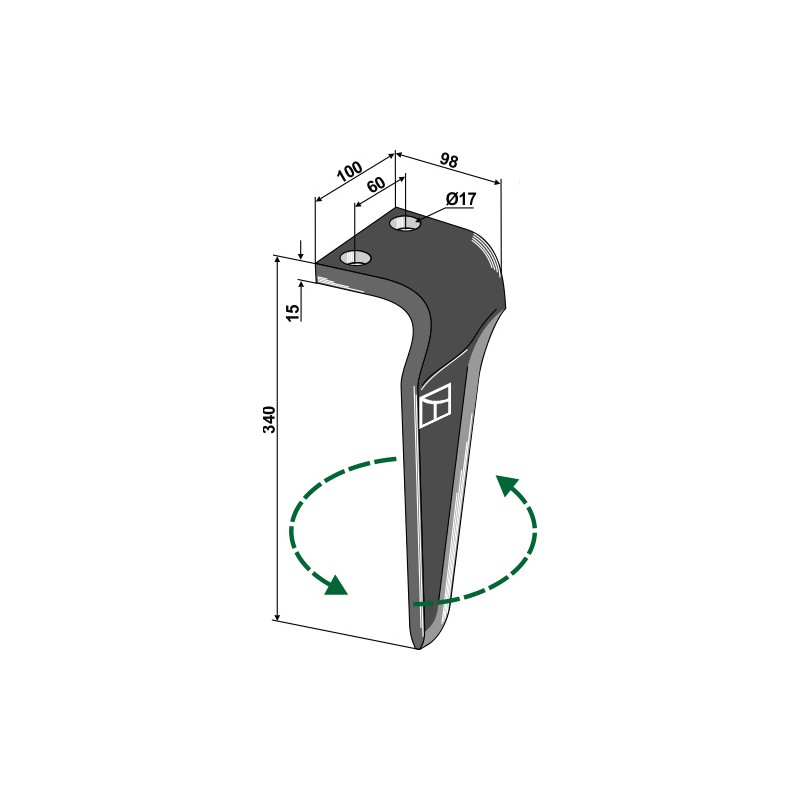 Dent pour herses rotatives, modèle gauche - AG000132