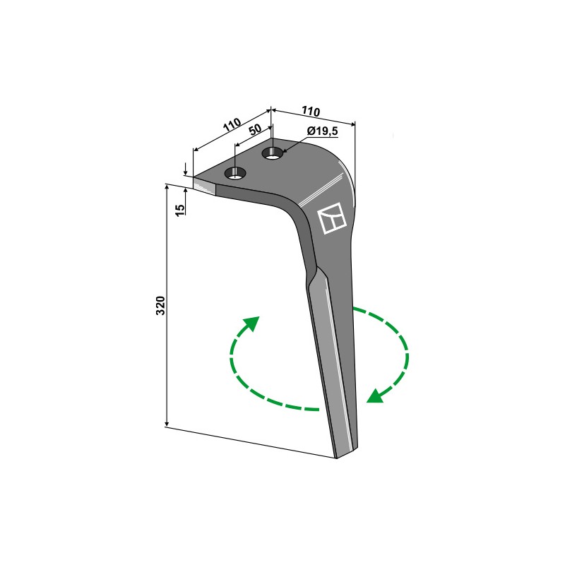 Dent pour herses rotatives, modèle droit - Maletti - E030146