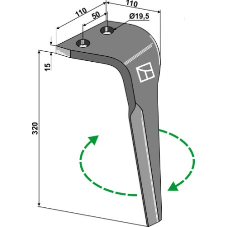 Dent pour herses rotatives, modèle droit - Maletti - E030146