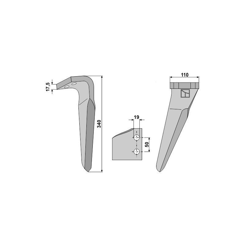 Dent pour herses rotatives, modèle droit - Kverneland - kvmae 070146