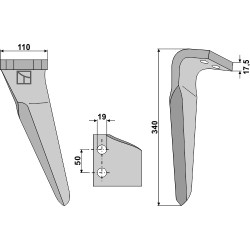 Dent pour herses rotatives, modèle gauche - Kverneland - kvmae 080146