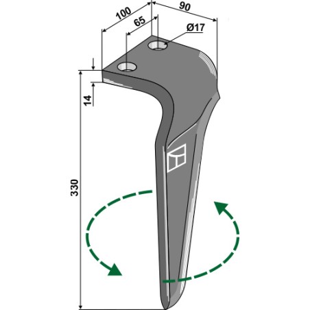 Dent pour herses rotatives, modèle gauche - AG000170
