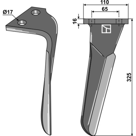 Dent pour herses rotatives, modèle droit - Sulky - 980146