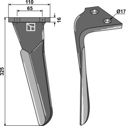 Dent pour herses rotatives, modèle gauche - Sulky - 980145
