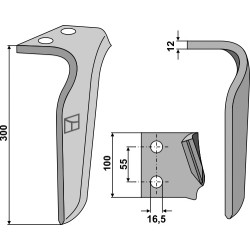Dent pour herses rotatives, modèle gauche - Frandent - 911 506 00 02