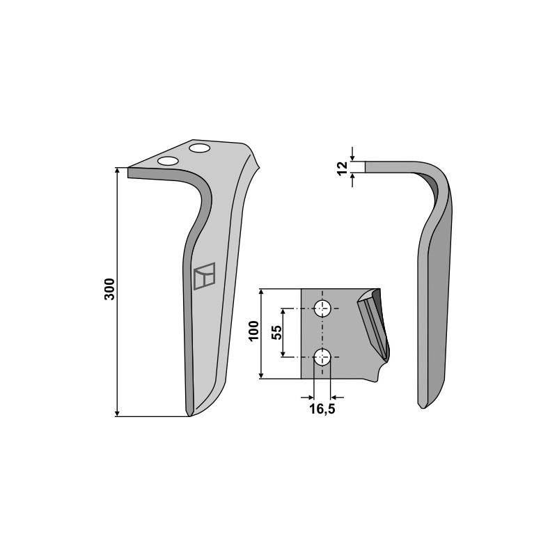 Dent pour herses rotatives, modèle gauche - Frandent - 911 506 00 02