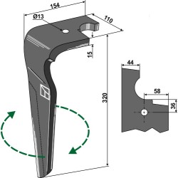 Dent pour herses rotatives, modèle droit - Feraboli - 07U00040