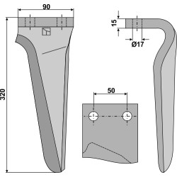 Dent pour herses rotatives, modèle gauche - AG000180