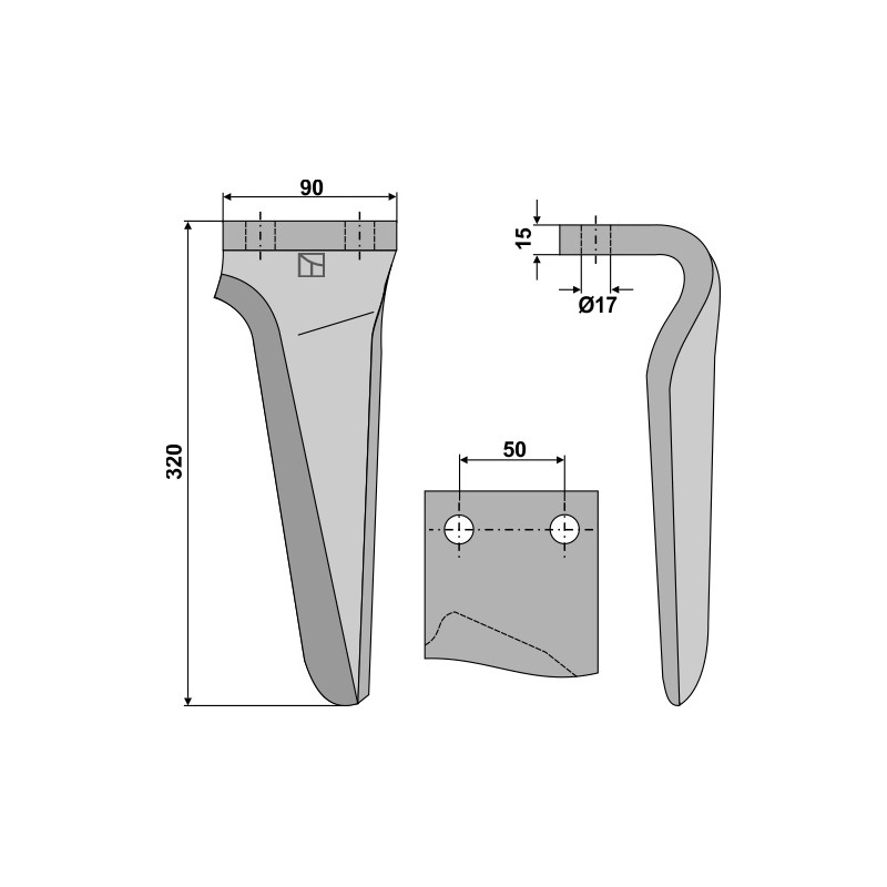 Dent pour herses rotatives, modèle gauche - AG000180