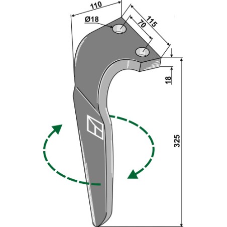 Dent pour herses rotatives, modèle droit - Falc - 540129