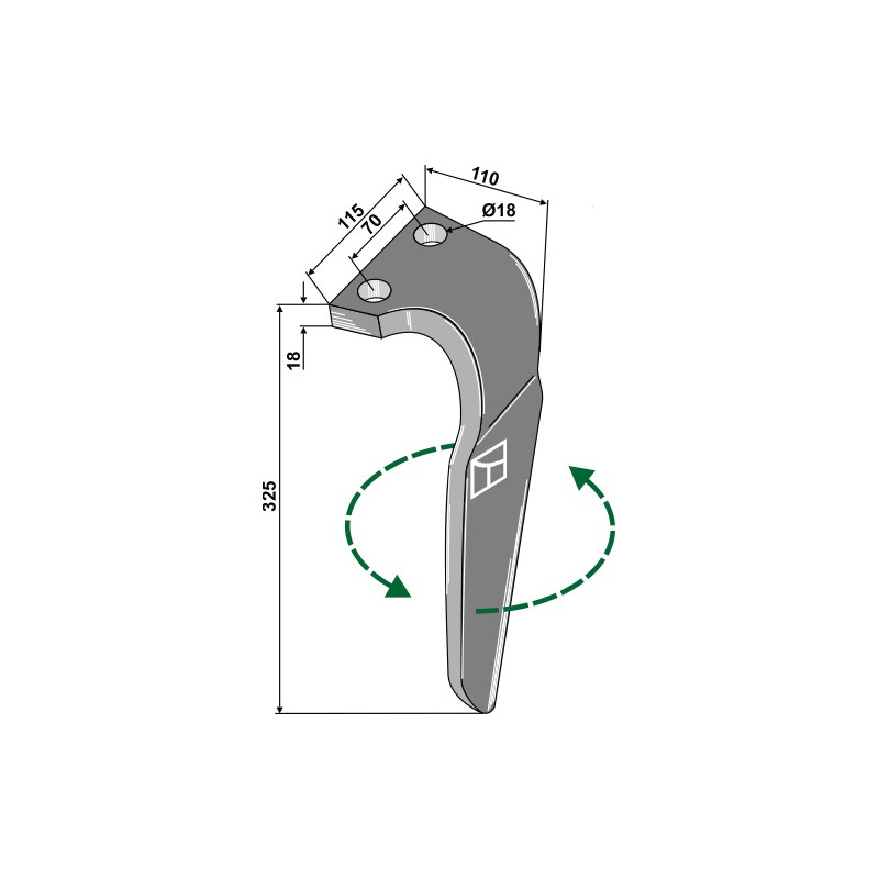 Dent pour herses rotatives, modèle gauche - Falc - 540130
