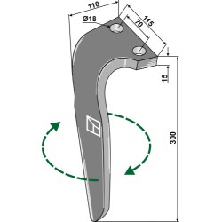 Dent pour herses rotatives, modèle droit - Falc - 522036