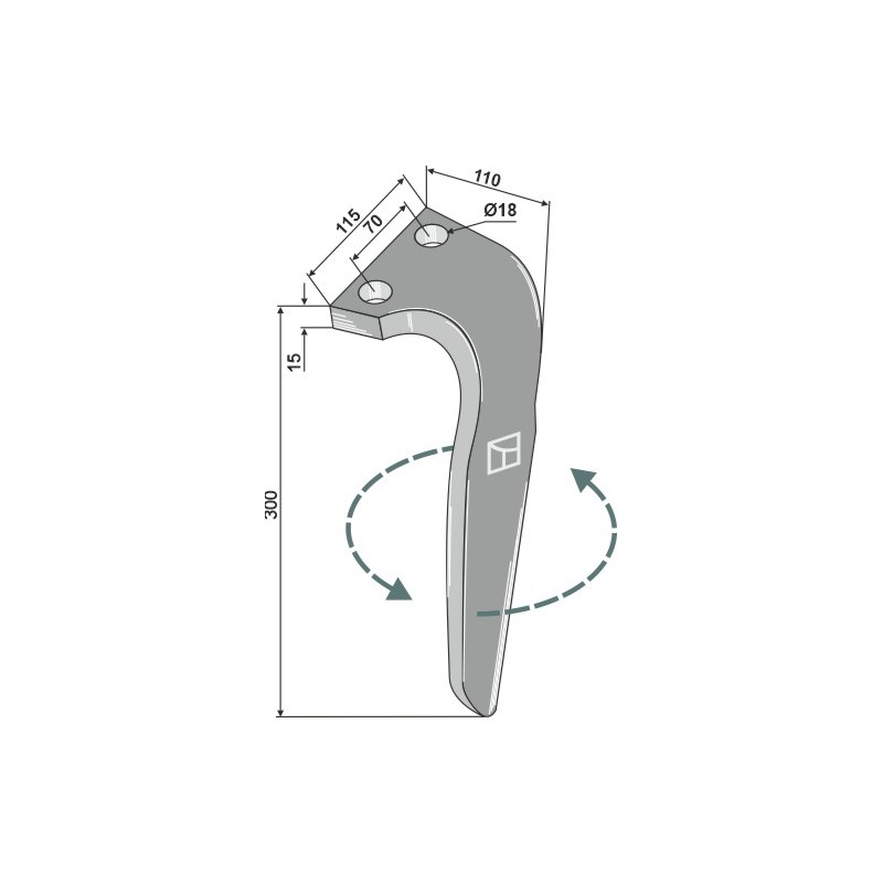 Dent pour herses rotatives, modèle gauche - Falc - 522037