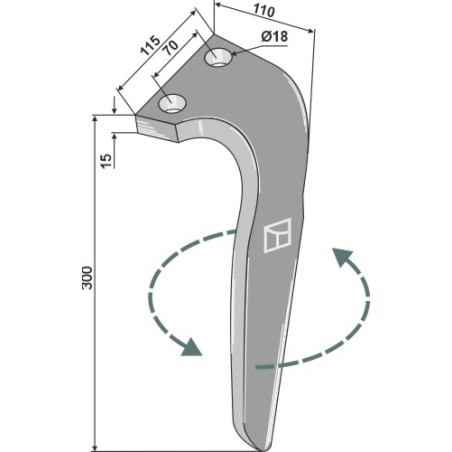 Dent pour herses rotatives, modèle gauche - Falc - 522037