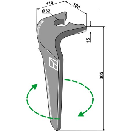Dent pour herses rotatives, modèle droit - Breviglieri - E0100130