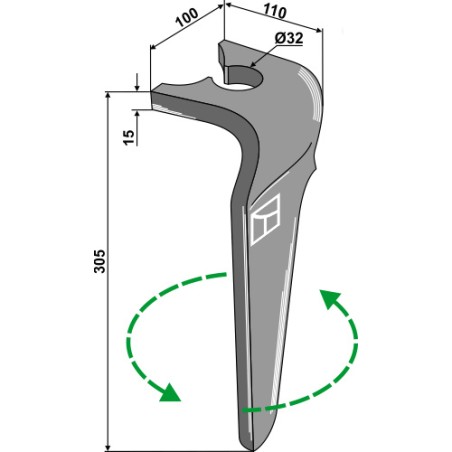 Dent pour herses rotatives, modèle gauche - Breviglieri - E0100129